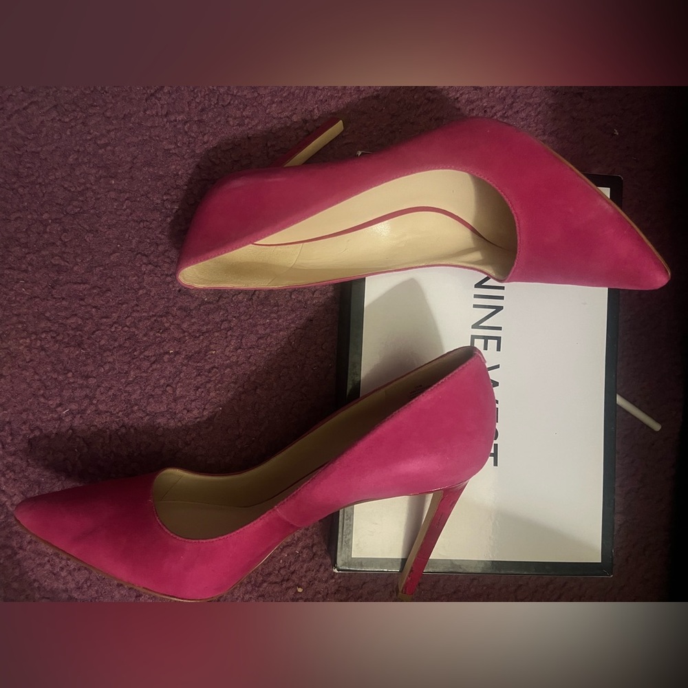 Pink Suede stilettos